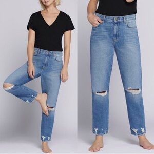 Current Elliott Boyfriend Distressed Jeans Blue 24 MSRP $228 EUC